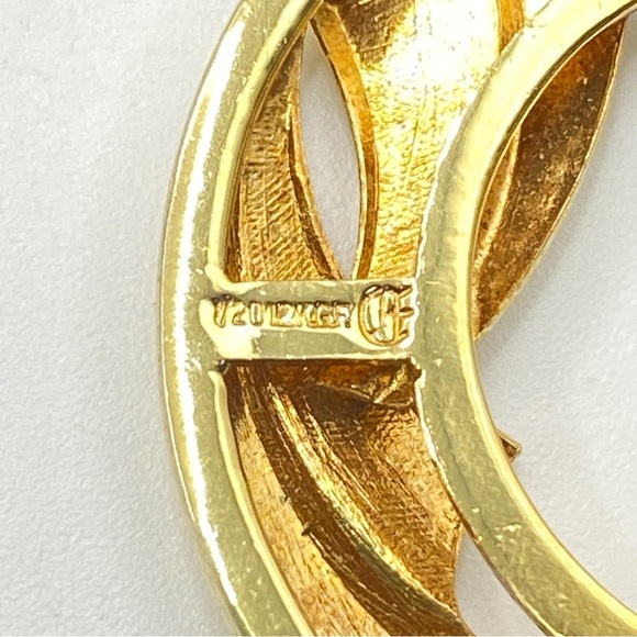 CATAMORE 1/20 12K Gold Filled 1960's Circle Brooch Mother's Rhinestone VTG Pin - Picture 6 of 9